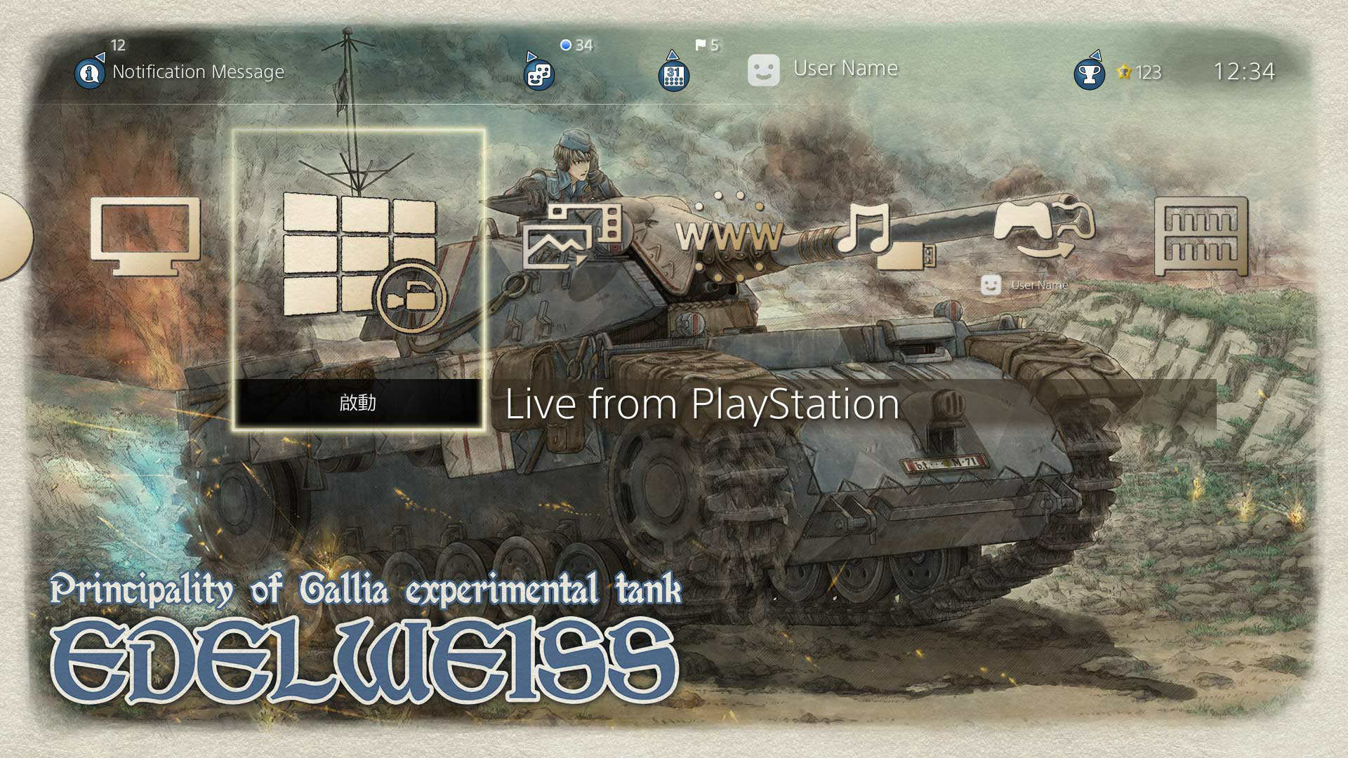 Valkyria Chronicles PSN Themes Asia - Edelweiss